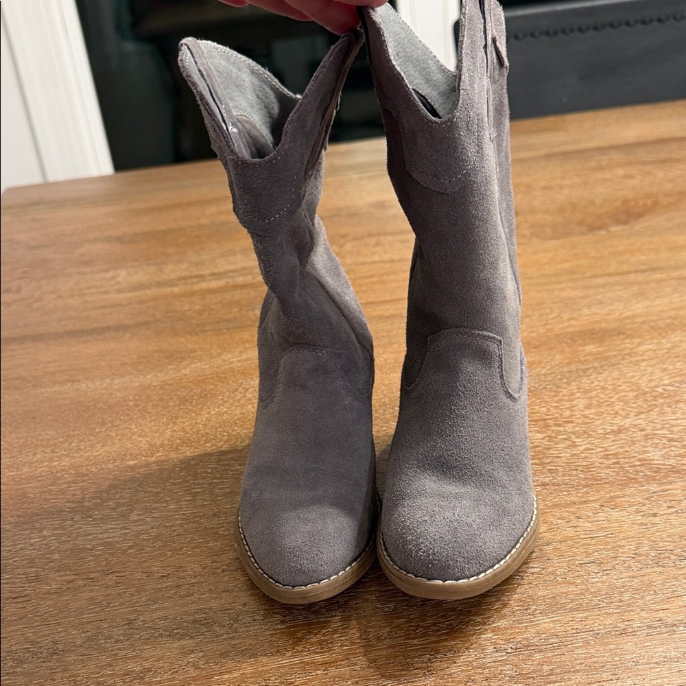 Gray/Blue Suede kids Boots